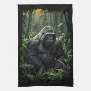 Silverback Gorilla in Rwandan Jungle Kökshandduk
