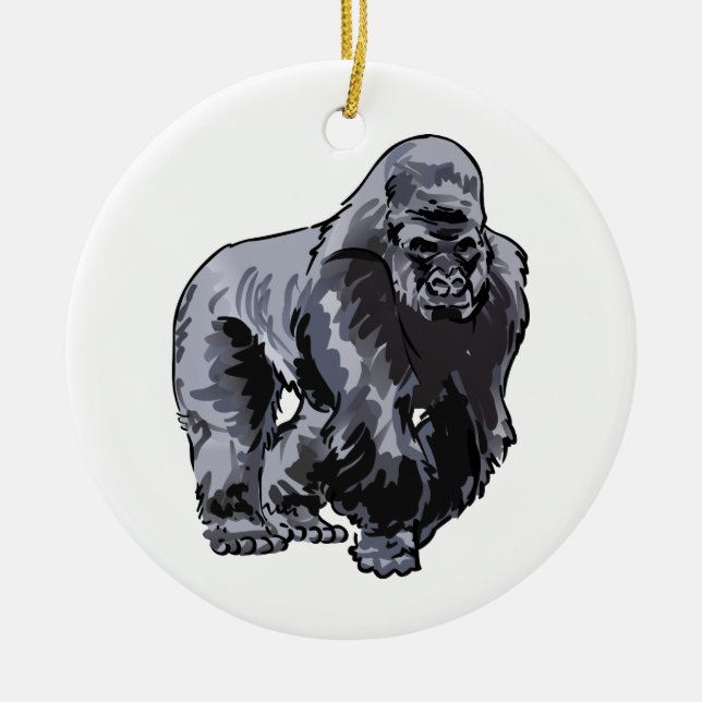 Silverback Gorilla Julgransprydnad Keramik (Framsidan)