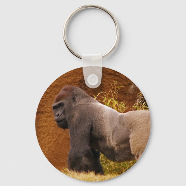 Silverback Gorilla Photo Keychain Nyckelring (Framsida)