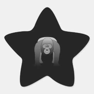 Silverback Gorilla Tecknad Stjärnformat Klistermärke