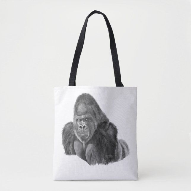 Silverback gorilla tote bag ゴリラのトートバッグ tygkasse (Framsida)