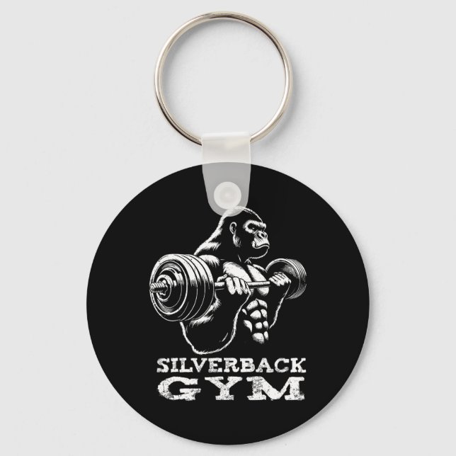 Silverback Gym Gorilla Weightlift Workout Fitne Nyckelring (Framsida)