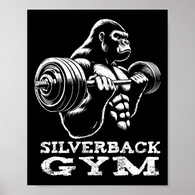 Silverback Gym Gorilla Weightlift Workout Fitne Poster (Framsidan)
