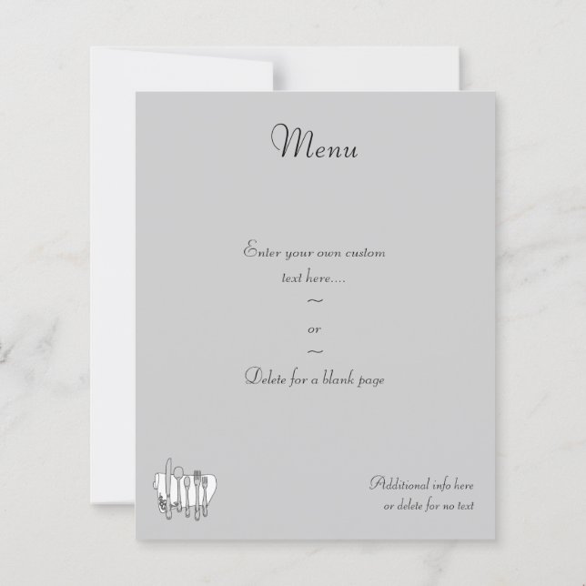 Silverbestick Anpassningsbar Meny Flyer Mall (Baksida)
