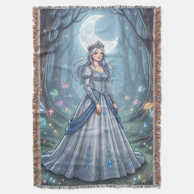 Silverblå prinsessa i skogen filt (Framsidan Vertikal)