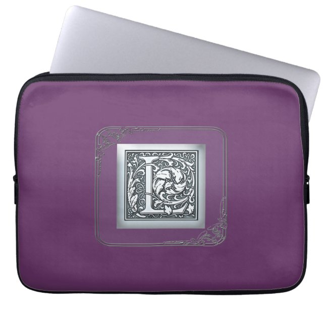 silverblomma monogram - L Laptop Sleeve (Framsidan)