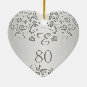 Silverblommigten virvlar runt den 80th julgransprydnad keramik