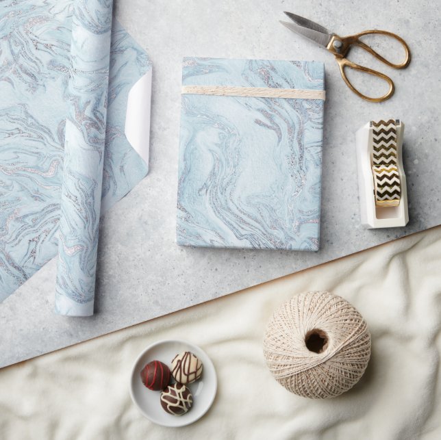 SilverBlue Marble Presentpapper (Hantverk)