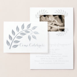 Silverbröllopsfirande - Personlig inbjudan med fot Folierat Kort