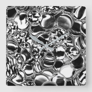 Silverbubblor med glas- eller metallton fyrkantig klocka