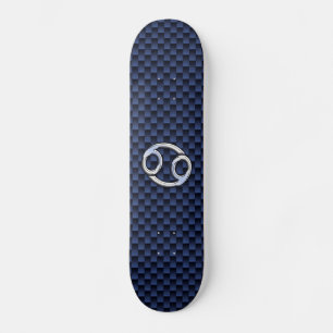 Silvercancer undertecknar på marinblått skateboard bräda 19,5 cm