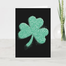 Silverdamm glitterklöverblad St. Patricks dag Kort