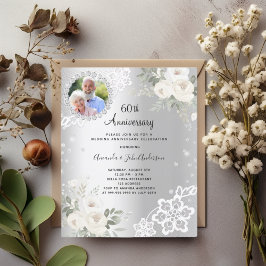 Silverdiamantblommor 60-års bröllopsinbjudan