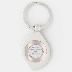 Silverdiamanter Roséguld 10-års bröllopsdag Swirl Silverfärgad Nyckelring