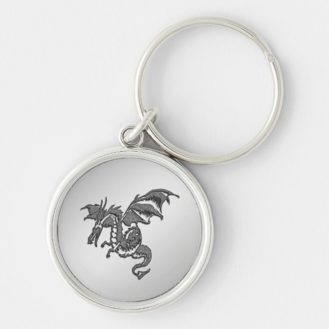Silverdrake Rund Silverfärgad Nyckelring (Framsidan)