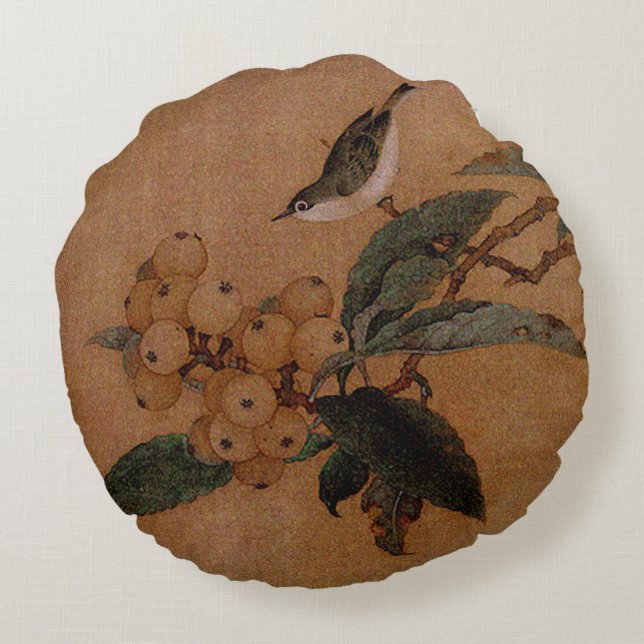 Silvereye-fågel och lokvat rund kudde (Baksidan)