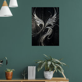 Silverfågel Fenix Stigande Mörk Konsttryck Poster