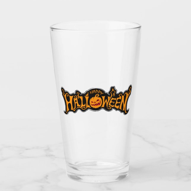 Silverfärgad glad halloween pumpa med rubinröda ög glaskopp (Framsida)