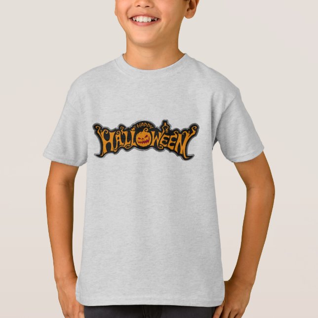 Silverfärgad glad halloween pumpa med rubinröda ög t shirt (Framsida)
