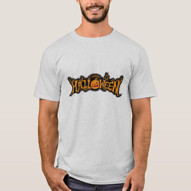 Silverfärgad ram Glad Halloween Rubyögd Pumpa T Shirt (Framsida)