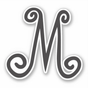 Silverfärgad, vit monogram, inledande etikett