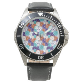 Silverfärgat armbandsur med en färgrik geometrisk 