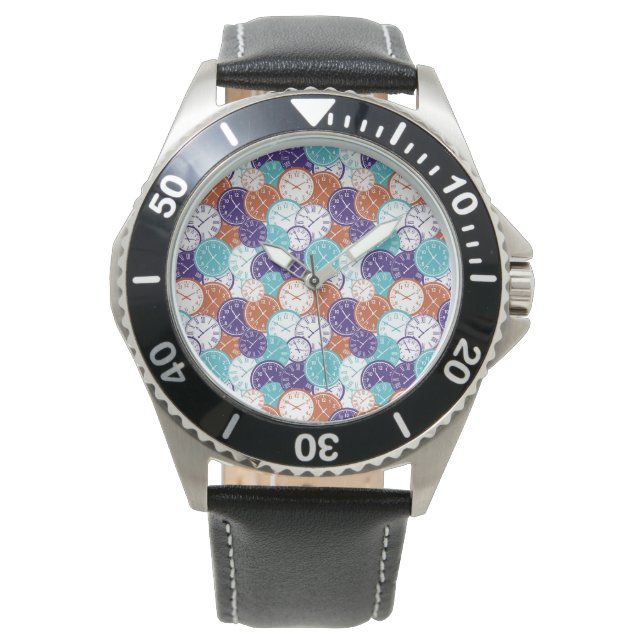 Silverfärgat armbandsur med en färgrik geometrisk  (Framsida)