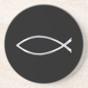 Silverfisksymbol på svart bakgrund underlägg