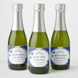 Silverfjärilar Royalblå Blommig Quinceañera