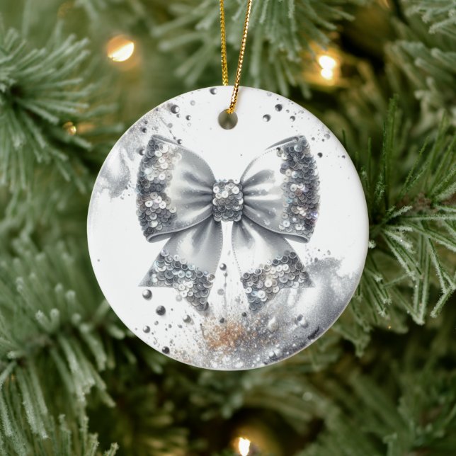 Silverfjärilsbåge Glamour Radiance Julgransprydnad Keramik (Träd)