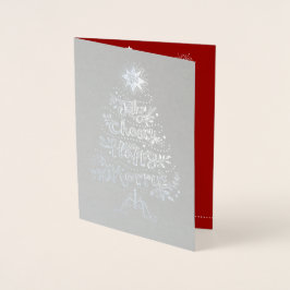 Silverfolie Business Helgdag Card Julgran Folierat Kort