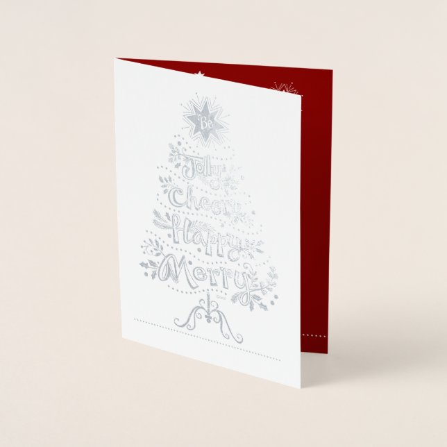 Silverfolie Business Helgdag Card Julgran Folierat Kort (Framsida)