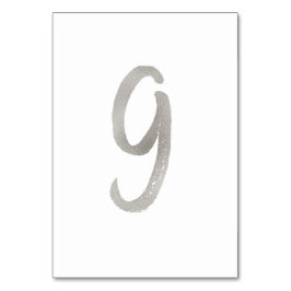 Silverfolie chic bröllop bordsnummer | BORD 9