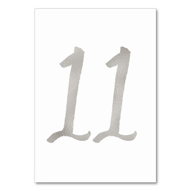 Silverfolie chic bröllopsbord nummer | Bord 11 Bordsnummer (Baksidan)