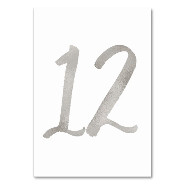 Silverfolie chic bröllopsbord nummer | Bord 12 Bordsnummer (Baksidan)
