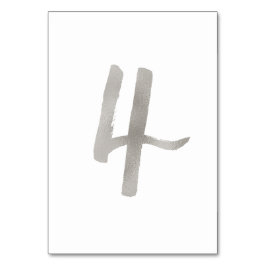 Silverfolie chic bröllopsbord nummer | Bord 4 Bordsnummer