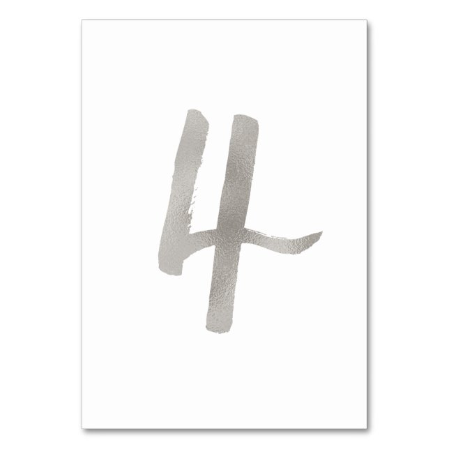 Silverfolie chic bröllopsbord nummer | Bord 4 Bordsnummer (Baksidan)