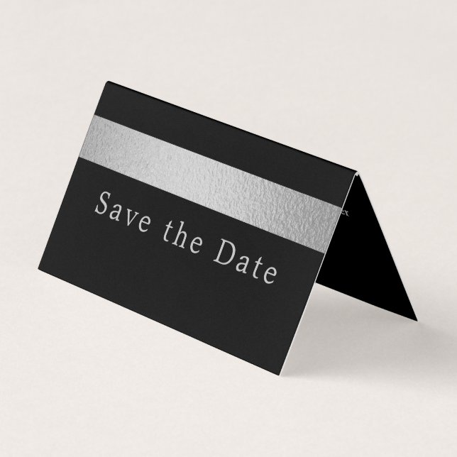 Silverfolie randig foto Save The Date-kort Visitkort (Framsida)