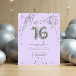 Silverfolie Sweet 16 Ballonger Budget Inbjudningar