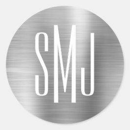 Silverfolie Trebokstavsmonogram Runt Klistermärke