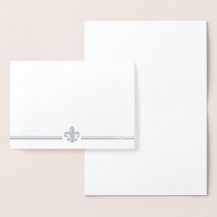 Silverfolie Vintage Fleur de Lis Välkomstkort Folierat Kort