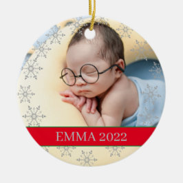 SilverFörsta julen Flicka Snowflake Ram Julgransprydnad Keramik