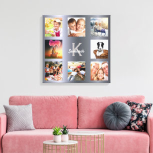 Silverfoto collage familj monogram  canvastryck
