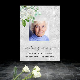 Silverfoto elegant blomster- minnes- begravning poster