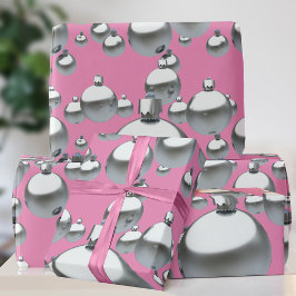 Silverglänsande julkulor Rosa julpapper
