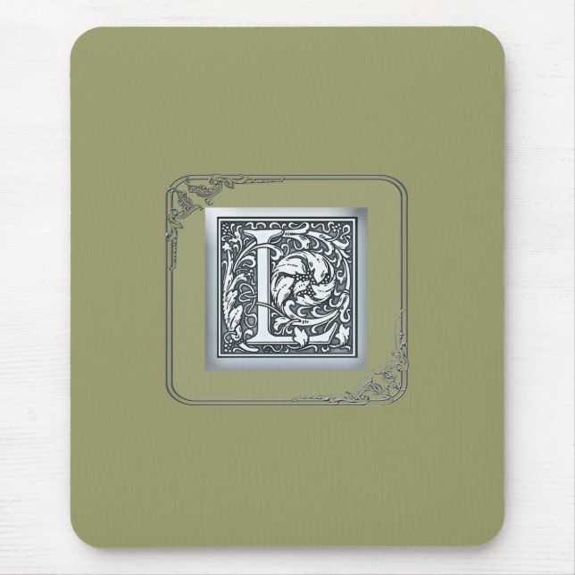 silverglänsande monogram - L Musmatta (Framsidan)