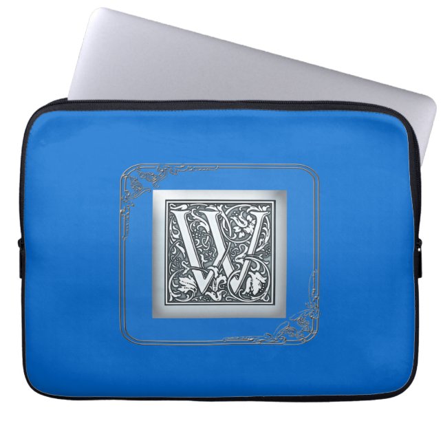 silverglänsande monogram - W Laptop Sleeve (Framsidan)
