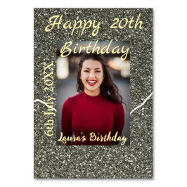 Silverglitter-foto 20-årsdag lägg till namn-datum bordsnummer