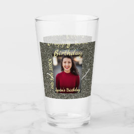 Silverglitter-foto 20-årsdag lägg till namn-datum glaskopp