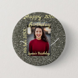 Silverglitter-foto 20-årsdag lägg till namn-datum knapp